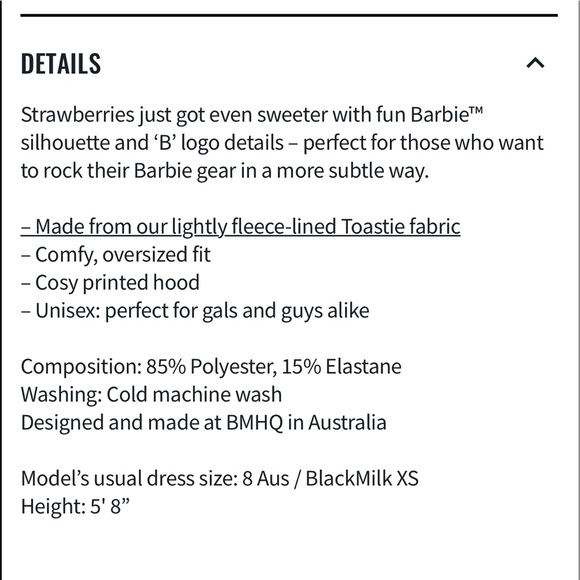 Blackmilk Barbie Strawberries Hoodie Jumper - limited - Picture 5 of 5